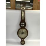 EDWARDIAN MAHOGANY BANJO STYLE BAROMETER