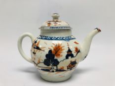 A LOWESTOFT TEAPOT DECORATED WITH DOLLS