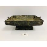 ORIENTAL BRONZE TWO HANDLED BOWL OF RECT