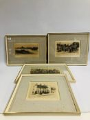 SET OF 4 FRAMED ETCHINGS RELATING TO "OL