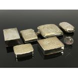 FOUR SILVER VESTA CASES, SILVER SNUFF BO