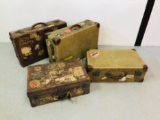 FOUR VINTAGE LUGGAGE CASES TO INCLUDE TW