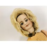A GERMAN 3 FACED DOLL WITH CHINA HEAD, T
