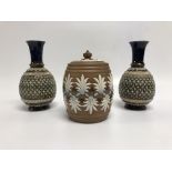 PAIR OF DOULTON LAMBETH 1880 VASES WITH