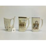 THREE 1960'S PORCELAIN JUGS ONE MARKED P