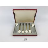 CASED SET OF SIX DANISH SILVER ENAMELLED