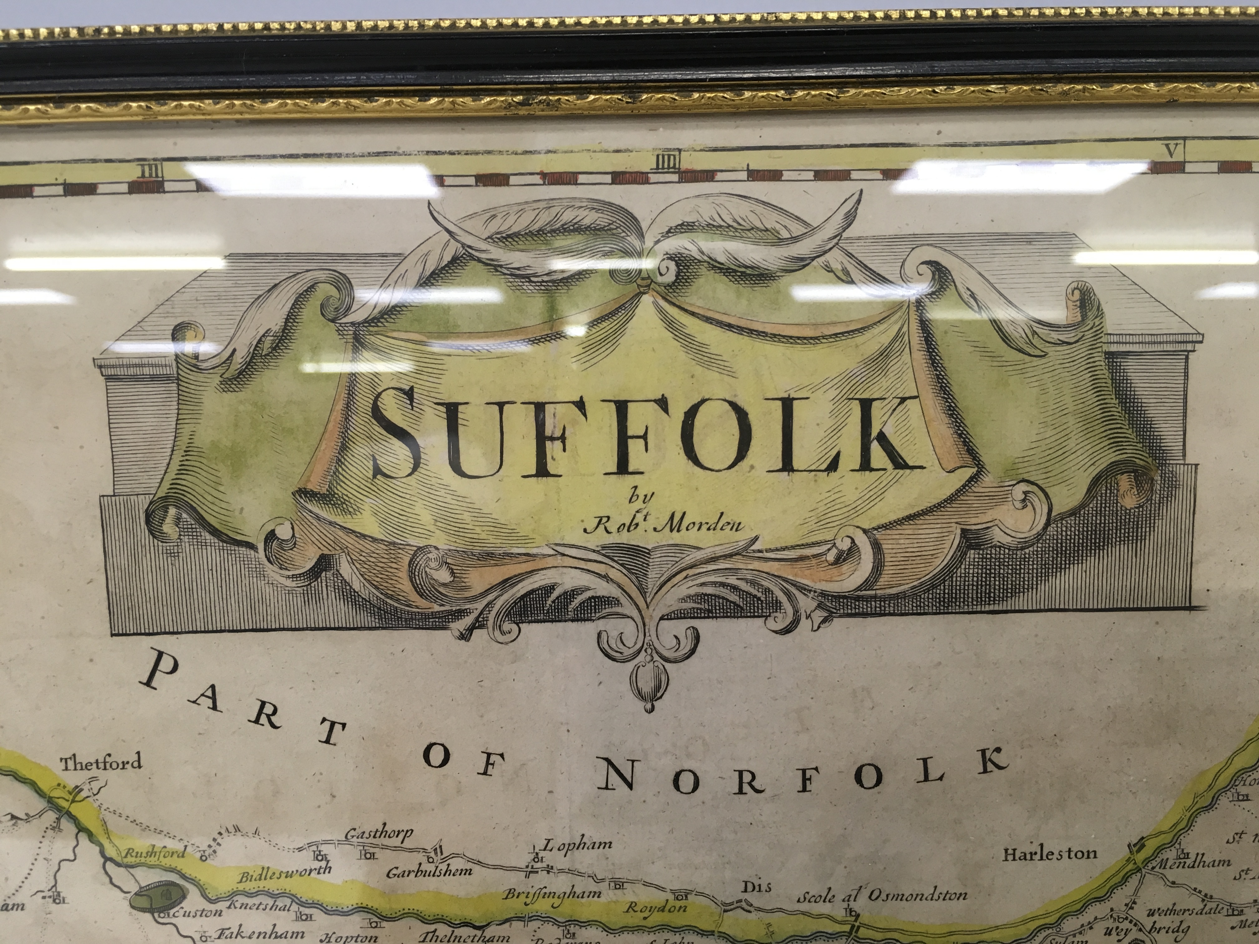 FRAMED HAND COLOURED MAP "SUFFOLK" BY RO - Image 2 of 2