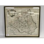 FRAMED HAND COLOURED MAP "THE BIFHOPRICK