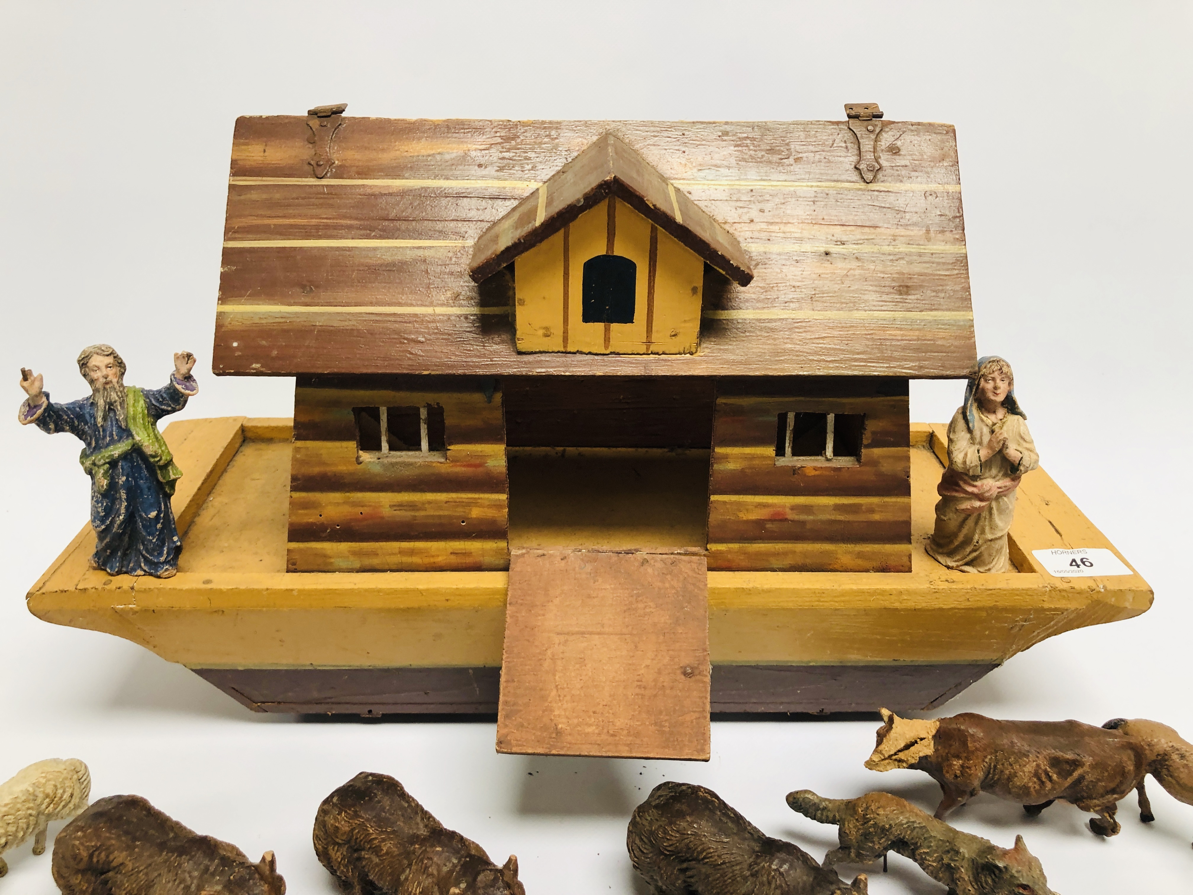 NOAHS ARK WITH FIGURES, MODEL ANIMALS (C - Image 4 of 16