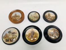 A COLLECTION OF SIX FRAMED POT LIDS TO I
