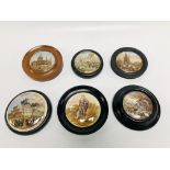 A COLLECTION OF SIX FRAMED POT LIDS TO I