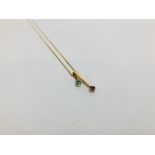 A 14K GOLD FINE CHAIN WITH A TWO STONE P