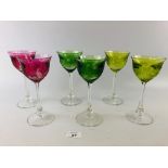 SET OF SIX MOSER STYLE CRYSTAL "BIRDS OF