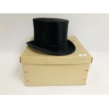 A VINTAGE BLACK SILK TOP HAT BY "GERRARD