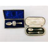 TWO CASED CHRISTENING SETS, SPOON AND FO