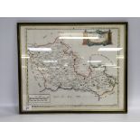 FRAMED HAND COLOURED MAP "BARK SHIRE" BY