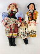 THREE SPANISH HANDMADE COMPOSITE DOLLS W