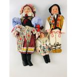 THREE SPANISH HANDMADE COMPOSITE DOLLS W