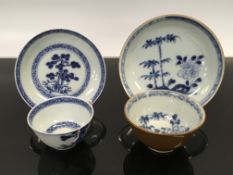TWO NANKING CARGO TEA BOWLS WITH SAUCERS