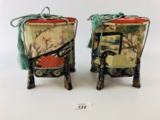 PAIR OF JAPANESE OCTAGONAL BOXES COVERED