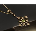 EDWARDIAN SEED PEARL FLOWER PENDANT WITH