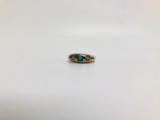 A 9CT GOLD RING, CHESTER ASSAY SET WITH