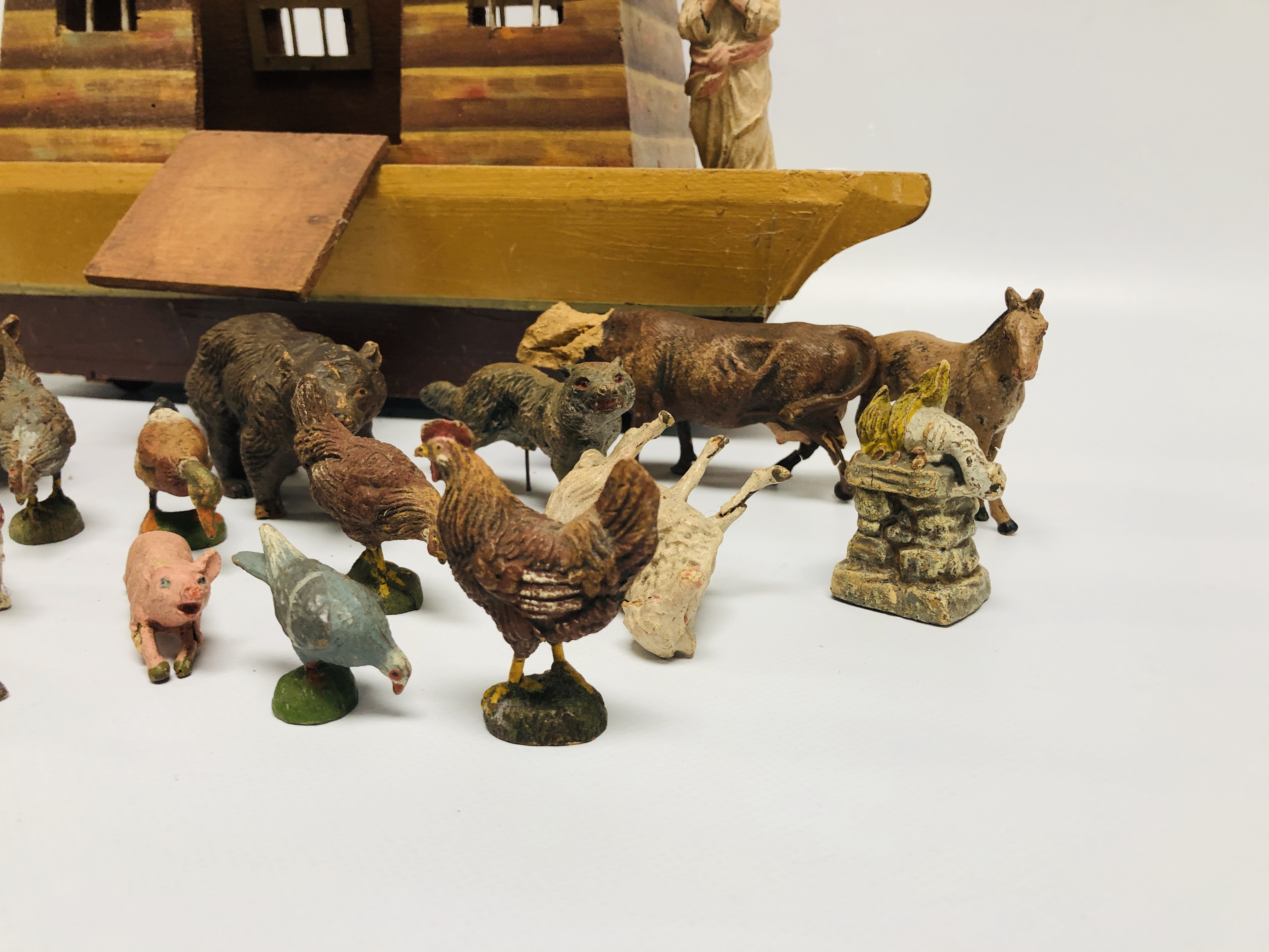 NOAHS ARK WITH FIGURES, MODEL ANIMALS (C - Image 8 of 16