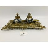 19TH.CENT. FRENCH BRASS INKSTAND DISH HA