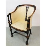 TUB CHAIR WITH CARVED OPEN PANEL TO BACK