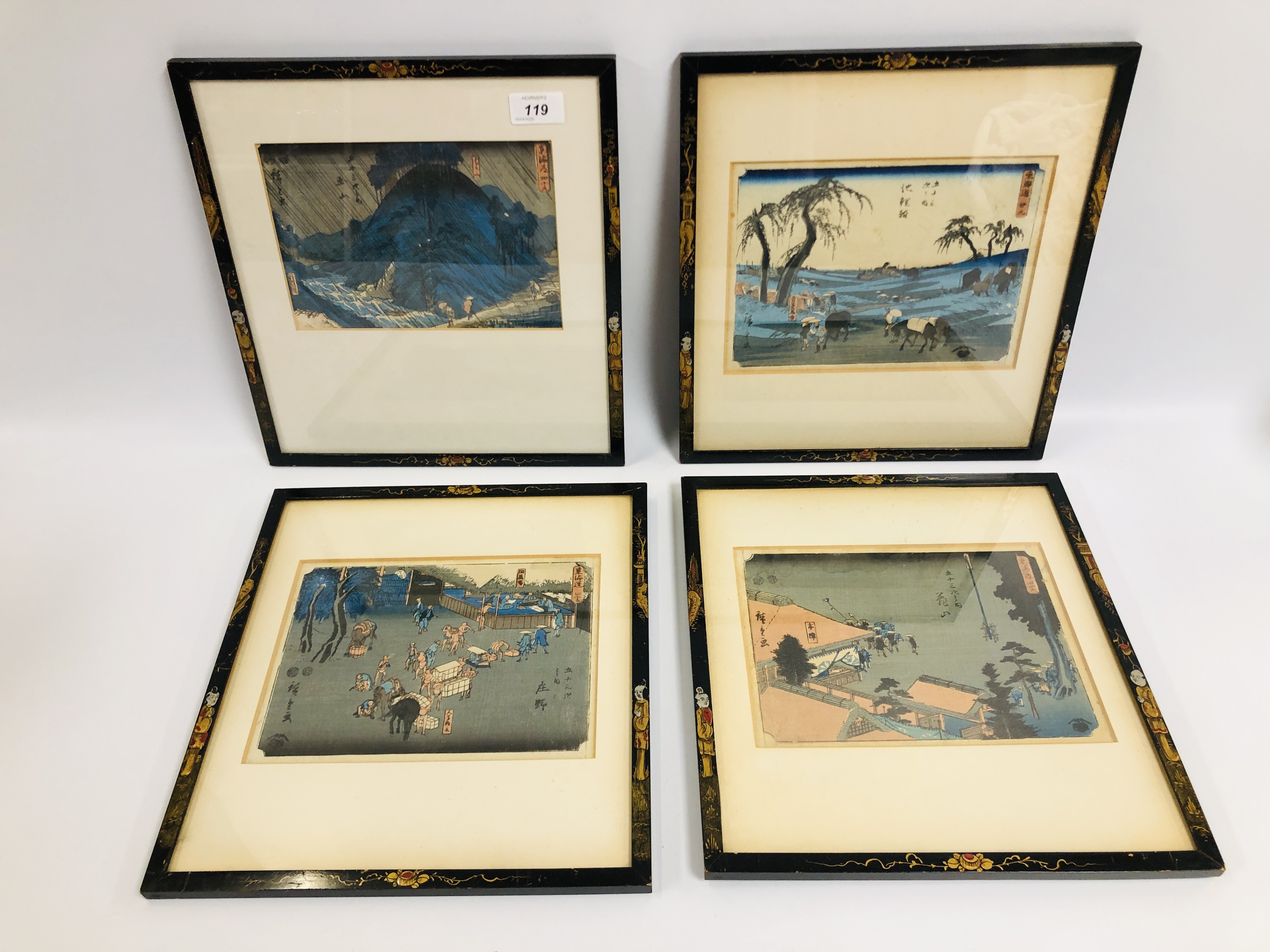 4 JAPANESE WOODBLOCK PRINTS.. A MOUNTAIN - Image 2 of 9