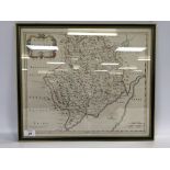 FRAMED HAND COLOURED MAP "THE COUNTY OF
