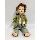 VINTAGE GERMAN BISQUE YOUNG BOY SOCKET H