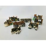 COLLECTION OF 7 TEY POTTERY HANDPAINTED MINIATURE MODEL COTTAGES