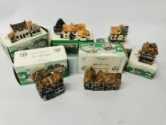 COLLECTION OF 6 TEY POTTERY HANDPAINTED MINIATURE MODEL COTTAGES (BOXED)