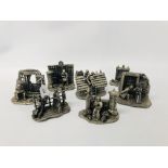 SET OF 7 "THE TUDOR MINT" PEWTER STYLE STREET SCENES (1 A/F)