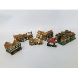 COLLECTION OF 7 TEY POTTERY HANDPAINTED MINIATURE MODEL COTTAGES