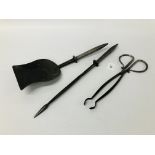 3 PIECE ARTS AND CRAFT FIRE IRONS - SHOVEL,