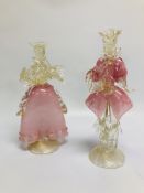 PAIR OF ART GLASS THEATRICAL FIGURES