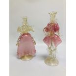 PAIR OF ART GLASS THEATRICAL FIGURES