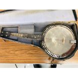 ANTIQUE BANJO IN CASE (SOME DAMAGE)