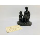 JEANNE RYNHART COLDCAST BRONZE STUDY TITLED "KNITTING LESSON" LIMITED EDITION 61/750 WITH