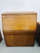 RETRO TEAK STYLE 2 OVER 2 DRAWER BUREAU W91cm, D41cm,