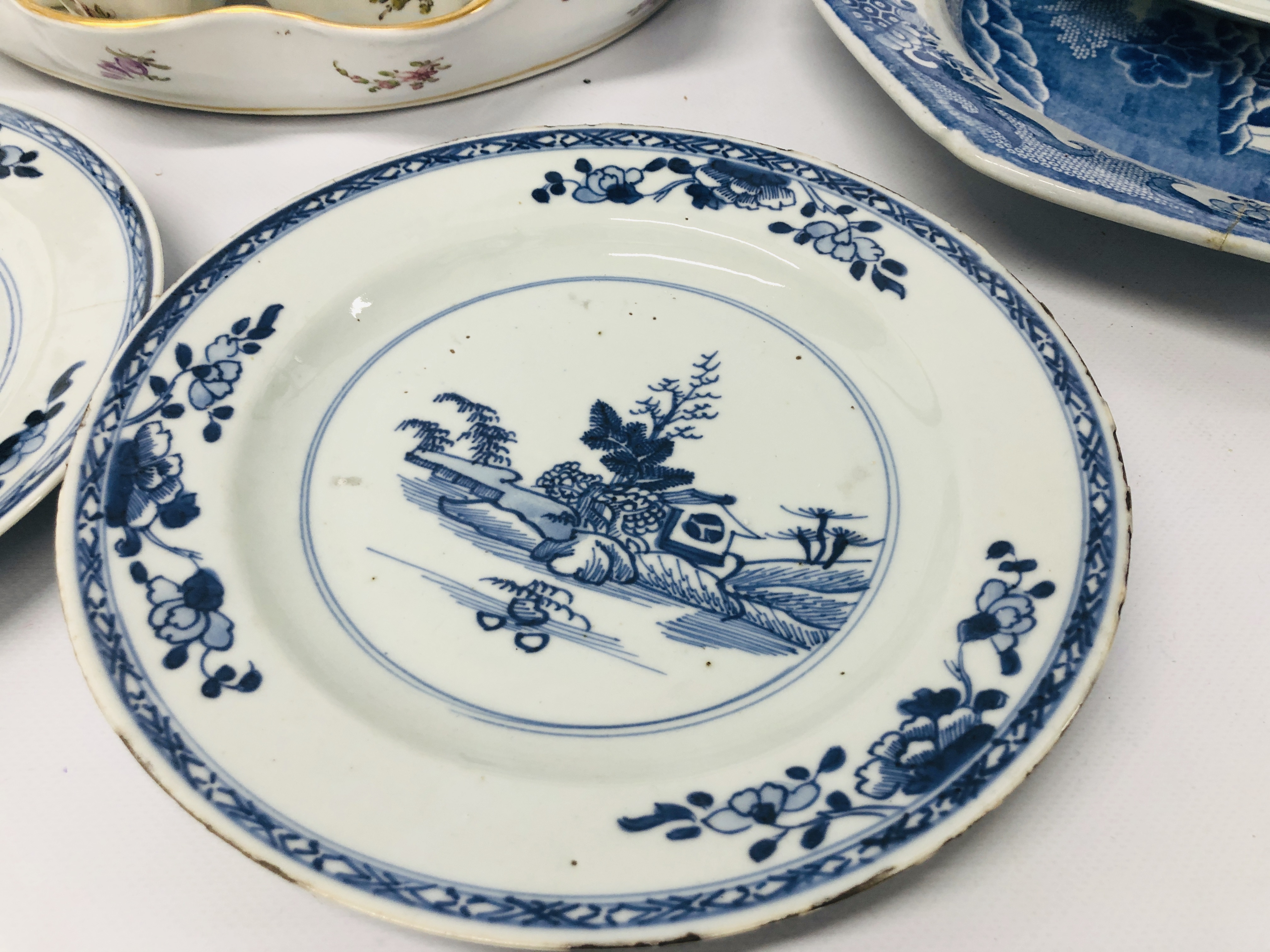 3 CHINESE BLUE AND WHITE PLATES (ONE CRACKED), - Image 2 of 6
