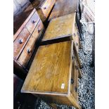 A PAIR OF OAK TWO DRAWER CHESTS A/F CONDITION