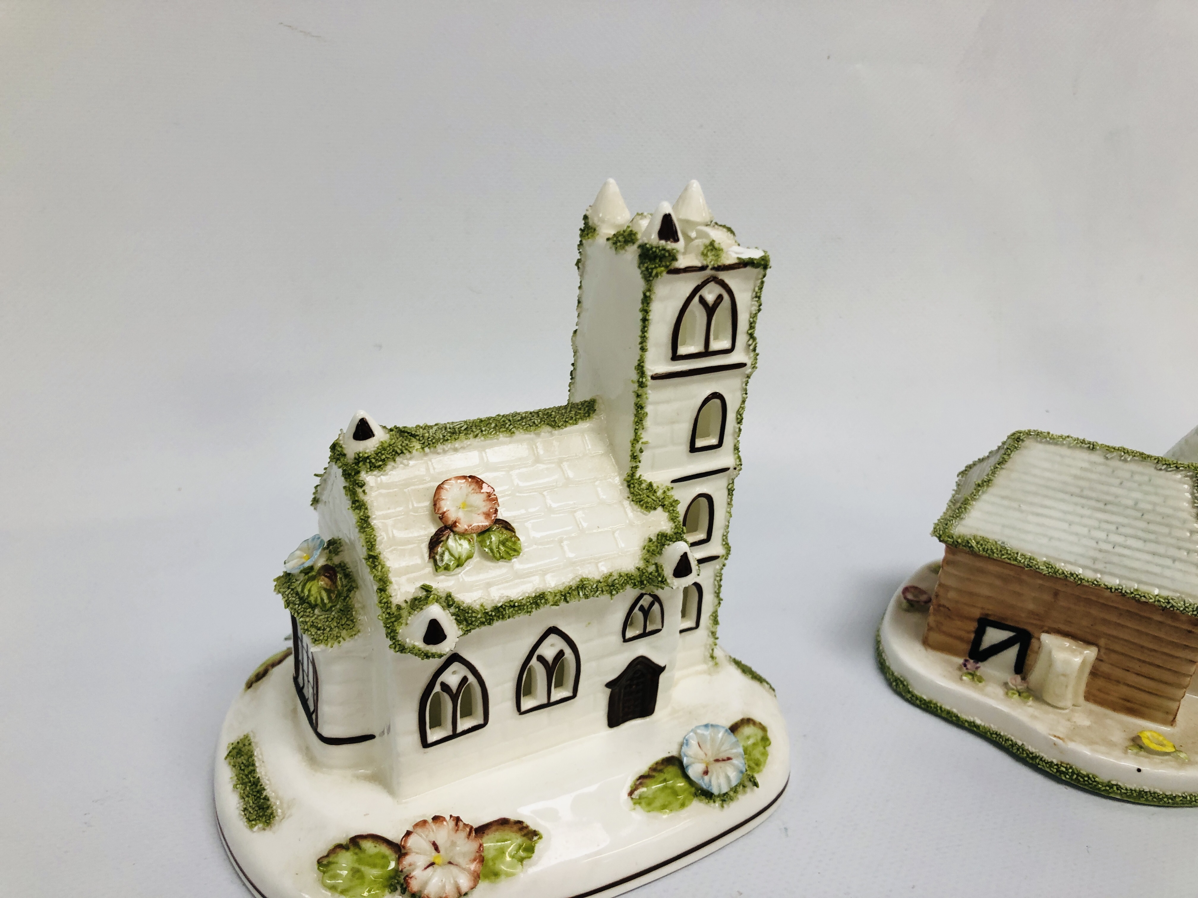 6 x VARIOUS COALPORT PASTILLE BURNERS TO INCLUDE THE LIGHTHOUSE (THE OAST HOUSE & VILLAGE CHURCH - Image 3 of 5