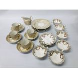 13 PIECES OF GILT DECORATED TEAWARE MARKED FBB (WORCESTER) A/F TOGETHER WITH 10 PIECES OF HAND