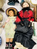IMPRESSIVE CHINA DOLL WITH COMPOSITE BODY & CHINA LOWER LIMBS MARKED DD 12/97,