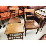 A MAHOGANY SCROLL ARM ELBOW CHAIR AND MATCHING SIDE CHAIR ALONG WITH AN EDWARDIAN OCC.