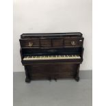 A CHAPPELL & CO WALNUT WOODEN FRAMED PIANO WITH FOLD DOWN KEYBOARD