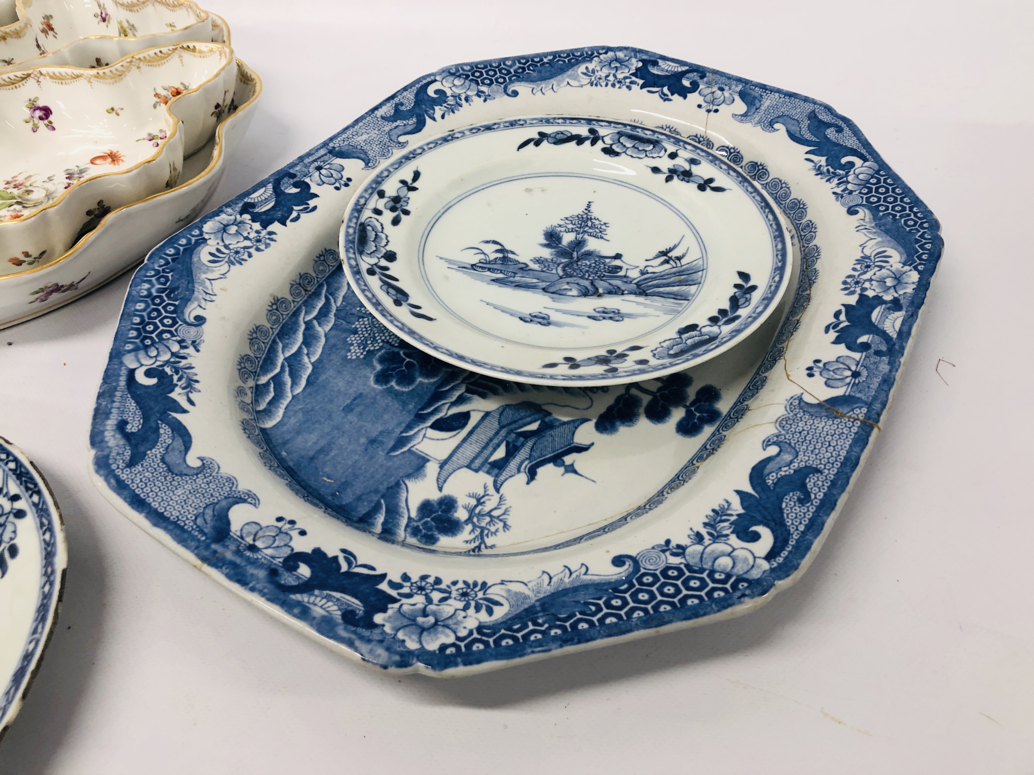 3 CHINESE BLUE AND WHITE PLATES (ONE CRACKED), - Image 5 of 6